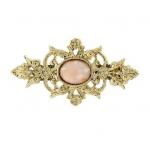 Downton Abbey Collection Gold Tone Peach Rose Stone Brooch Pin.JPG